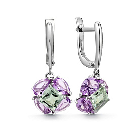 Серьги Дар - Серебро 925, Аметист, Празиолит (арт. С-5266рс41201)