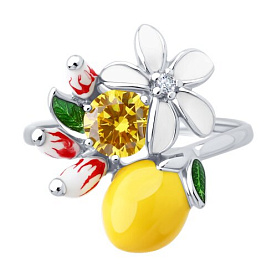 Кольцо SOKOLOV - Серебро 925, Фианит, Эмаль (арт. 94014446)