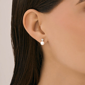 Серьги Diamant - Серебро 925, Жемчуг имитация (арт. 94-122-02368-1)