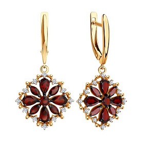 Серьги Diamant - Золото 585, Гранат, Фианит (арт. 51-321-02484-1)