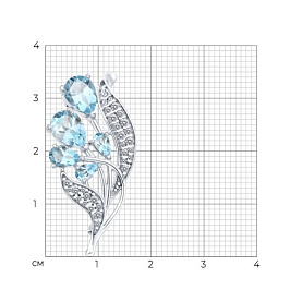 Брошь SOKOLOV - Серебро 925, Топаз, Фианит (арт. 92040126)
