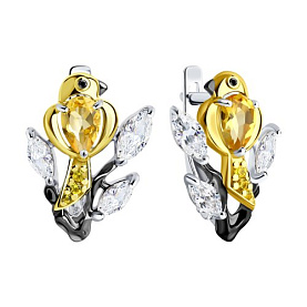 Серьги SOKOLOV - Серебро 925, Фианит, Цитрин (арт. 92021618)