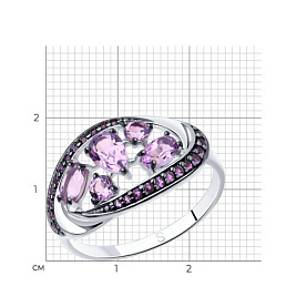 Кольцо SOKOLOV - Серебро 925, Аметист, Фианит (арт. 92011341)