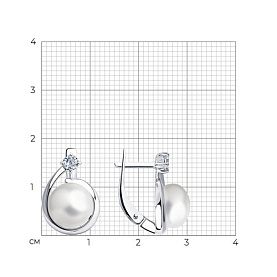 Серьги Diamant - Серебро 925, Жемчуг культивированный, Фианит (арт. 94-320-01111-1)