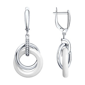 Серьги SOKOLOV - Серебро 925, Керамика, Фианит (арт. 94025854)