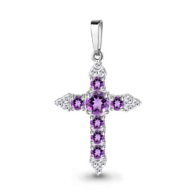 Подвеска Аквамарин - Серебро 925, Аметист, Фианит (арт. 2471304А.5)
