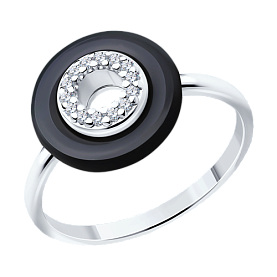 Кольцо SOKOLOV - Серебро 925, Керамика, Фианит (арт. 94013677)