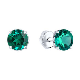 Серьги SOKOLOV - Серебро 925, Синтетический изумруд (арт. 82020012)