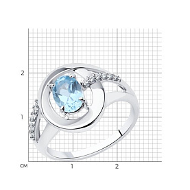 Кольцо Diamant - Серебро 925, Топаз, Фианит (арт. 94-310-00551-1)