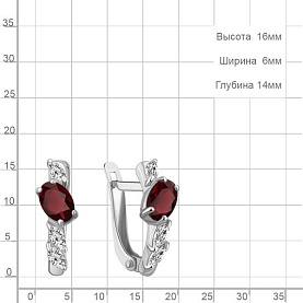 Серьги Аквамарин - Серебро 925, Гранат, Фианит (арт. 45026003.5)