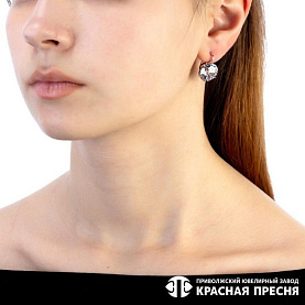 Серьги Красная пресня - Серебро 925, Фианит (арт. 3381637Д)