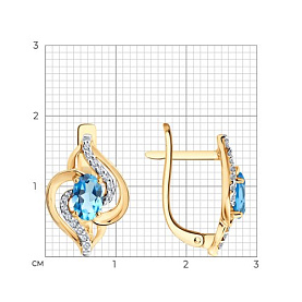Серьги SOKOLOV - Золото 585, Топаз, Фианит (арт. 729434)