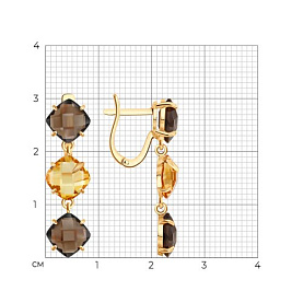 Серьги SOKOLOV - Золото 585, Раухтопаз, Цитрин (арт. 729290)