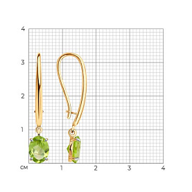 Серьги Diamant - Золото 585, Хризолит (арт. 51-321-01929-3)