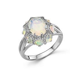 Кольцо Дар - Серебро 925, Опал, Фианит (арт. Кэ-0081рс117000)