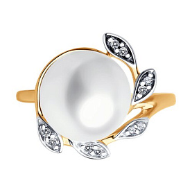 Кольцо SOKOLOV - Серебро 925, Жемчуг культивированный, Фианит (арт. 92014199)