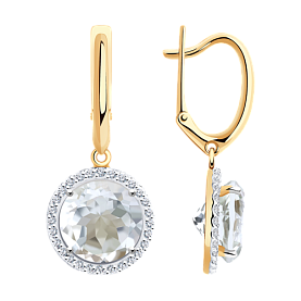 Серьги SOKOLOV - Золото 585, Горный хрусталь, Фианит (арт. 727283)