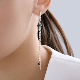 Серьги Diamant - Серебро 925, Гематит (арт. 94-321-00033-1)