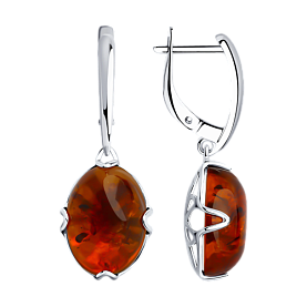 Серьги SOKOLOV - Серебро 925, Янтарь пресс. (арт. 83020314)
