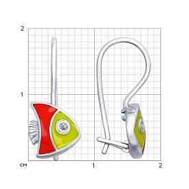 Серьги SOKOLOV - Серебро 925, Фианит, Эмаль (арт. 94022645)