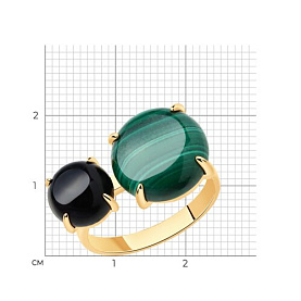 Кольцо SOKOLOV - Серебро 925, Агат, Малахит (арт. 83010064)