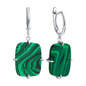 Серьги SOKOLOV - Серебро 925, Синтетический малахит (арт. 83020376)