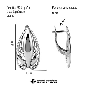 Серьги Красная пресня - Серебро 925 (арт. 33017694)