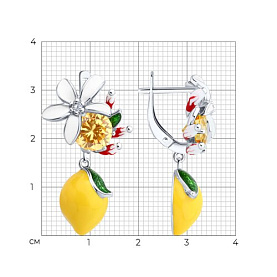 Серьги SOKOLOV - Серебро 925, Фианит, Эмаль (арт. 94027065)