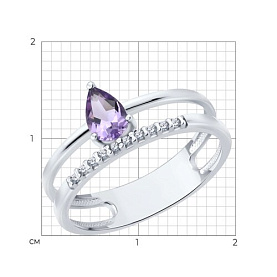 Кольцо SOKOLOV - Серебро 925, Аметист, Фианит (арт. 92014683)
