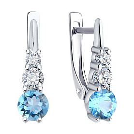 Серьги SOKOLOV - Серебро 925, Топаз, Фианит (арт. 92022820)