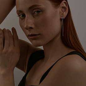 Серьги SOKOLOV - Серебро 925, Синтетический сапфир (арт. 88020075)