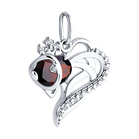 Подвеска SOKOLOV - Серебро 925, Гранат, Фианит (арт. 92030783)