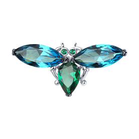 Брошь SOKOLOV - Серебро 925, Синтетический ситалл , Фианит (арт. 92040113)