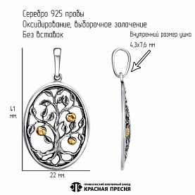 Подвеска Красная пресня - Серебро 925 (арт. 53015782-1)