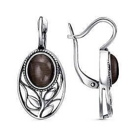 Серьги Красная пресня - Серебро 925, Серпентин (арт. 33615170-16)