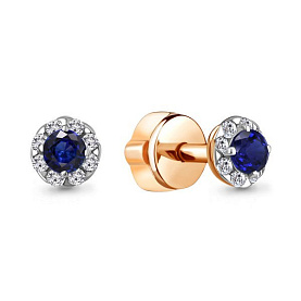 Серьги Аквамарин - Золото 375, Синтетический сапфир , Фианит (арт. 44075Б.8)