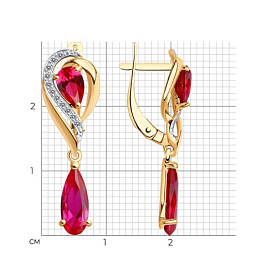 Серьги SOKOLOV - Золото 375, Синтетический рубин, Фианит (арт. 37724967)