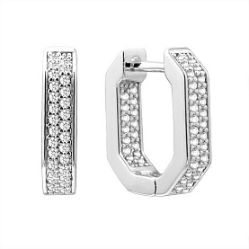 Серьги FRESH - Серебро 925, Фианит (арт. CZ-E05114-X-W-X-X-W)