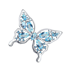 Брошь SOKOLOV - Серебро 925, Топаз, Фианит (арт. 92040090)