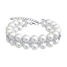 Браслет SOKOLOV - Серебро 925, Жемчуг синтетический, Фианит (арт. 94050641)