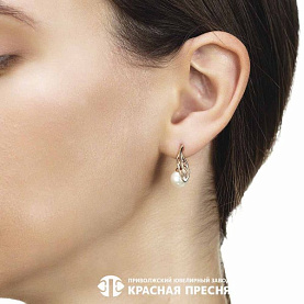Серьги Красная пресня - Серебро 925, Жемчуг имитация (арт. 33614791)