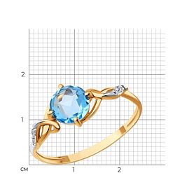 Кольцо SOKOLOV - Золото 375, Топаз, Фианит (арт. 37716960)