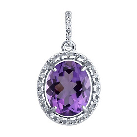 Подвеска Diamant - Серебро 925, Аметист, Фианит (арт. 94-330-02647-2)
