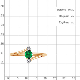 Кольцо Аквамарин - Серебро 925, Синтетический изумруд, Фианит (арт. 67336АГ.6)