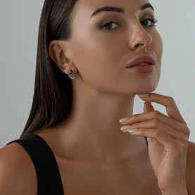 Серьги SOKOLOV - Серебро 925, Синтетический сапфир , Фианит (арт. 88020078)