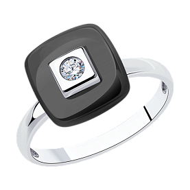 Кольцо Diamant - Серебро 925, Керамика, Фианит (арт. 94-110-01278-1)