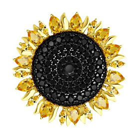 Брошь Diamant - Серебро 925, Фианит, Цитрин (арт. 93-340-00213-1)