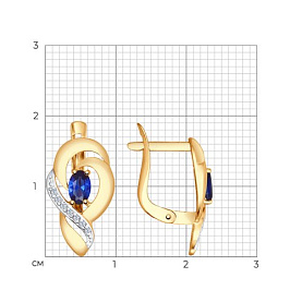 Серьги SOKOLOV - Золото 375, Синтетический сапфир , Фианит (арт. 37724800)