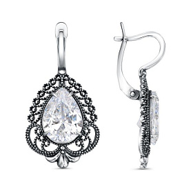 Серьги Красная пресня - Серебро 925, Фианит (арт. 33816962)