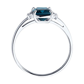 Кольцо SOKOLOV - Золото 585, Топаз лондон, Фианит (арт. 717184-3)